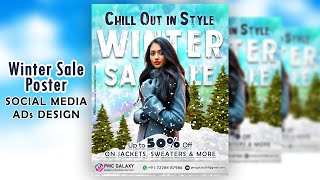 Winter Sale Poster Design  Winter Sale Social Media Ads Design  Sale Banner Design In Photoshop [upl. by Neelhtakyram]