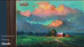 Impressionist Landscape  Easy Acrylic Painting  Sunset Scene [upl. by Eniowtna]