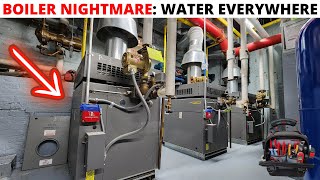 HVAC Commercial LAARS Boiler NIGHTMARE Water All Over The Floor Boiler Not HeatingLeaking Water [upl. by Adnema]