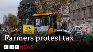 Thousands of UK farmers protest against inheritance tax changes  BBC News [upl. by Oravla]