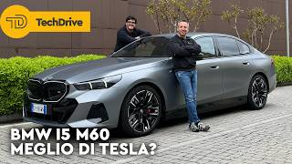 BMW SERIE 5 i5 M60  BATTE TESLA TEST DRIVE Pro e Contro [upl. by Kinchen603]