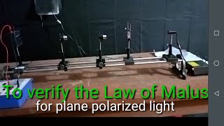 To verify the law of Malus for plane polarized light Experiment [upl. by Ardnola]