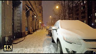 Evening Snowfall Walk in Kamppi Helsinki 20 Feb 2021 [upl. by Alleuqram985]