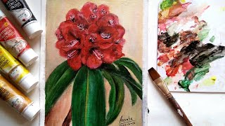 Rhododendron flower art  Acrylic color painting  Rhododendron painting [upl. by Everrs]