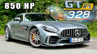 850HP AMG GTR  328KMH REVIEW on AUTOBAHN [upl. by Anahpos]