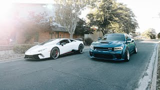 TWIN TURBO LAMBORGHINI PERFORMANTE VS HELLCAT WIDEBODY [upl. by Byron185]