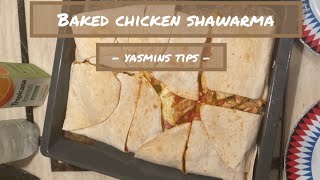 Baked chicken shawarma wrap with peppers mozzarella amp cheddar cheese  Urdu recipe  English text [upl. by Aisatan83]