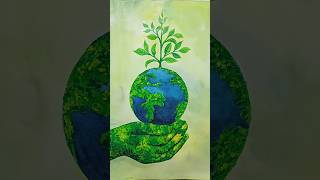 world environment day drawing 🌏 save earth drawing youtubeshorts art shorts [upl. by Alyt]