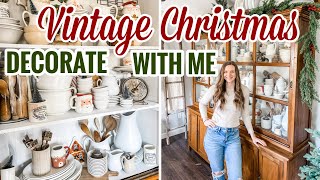 🎅🏻 Dining Room Hutch Christmas Decorate With Me  Ironstone Collection amp Vintage Decor [upl. by Dj]