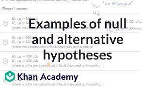 Examples of null and alternative hypotheses  AP Statistics  Khan Academy [upl. by Akinas832]