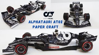 How to make F1 car AlphaTauri AT02 from Paper  Pierre Gasly  AlphaTauri AT02 Paper Craft [upl. by Bensky471]