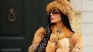 FOX FUR AND LEATHER GLOVES ARE WORN BY HIGHCLASS WOMEN [upl. by Yaresed]