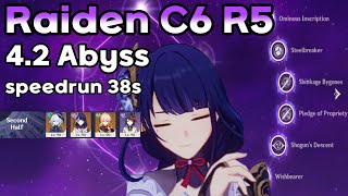 Raiden C6 R5 42 Spiral Abyss Speedrun 38s [upl. by Dukie]