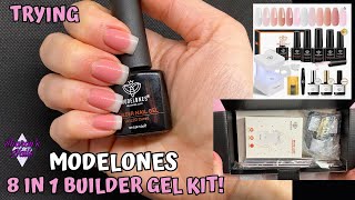 Trying Modelones 8 in 1 Builder Gel Kit from Amazon  How to do Reverse French BIAB Nails [upl. by Lala]