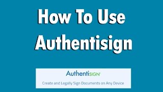 How to use Authentisign [upl. by Pry]