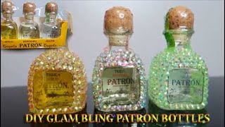 DIY RHINESTONE PATRON LIQUOR GLAM BIRTHDAY BOTTLESHOW TO BLING A PATRON BOTTLE STOCKING STUFFERS [upl. by Assirok]