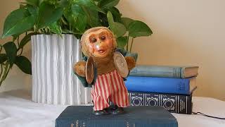 Vintage 55quot Tall Cymbal Playing Monkey Furry WindUp Toy WORKING [upl. by Docia567]