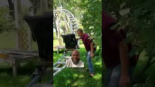 Backyard roller coaster 🎢 dad is cool for this 🙌🏾 viral explore kevi fun [upl. by Atteugram]