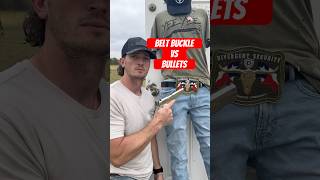 Bulletproof testing a belt buckle with different caliber bullets [upl. by Gudren]