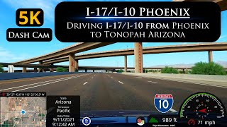 Lets Drive South on I17West I10 through Phoenix Arizona to Tonopah in 5K ULTRA HD [upl. by Aikym492]