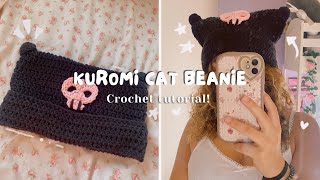 Crochet Kuromi Cat Beanie Tutorial [upl. by Eibbor843]