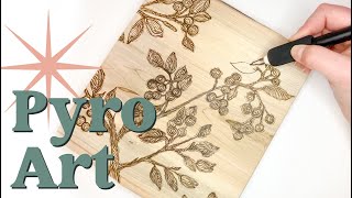 Pyrography Wood Burning Art Time Lapse  Pyrography Project Ideas Winterberry [upl. by Malkin]