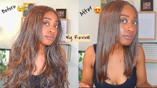 How To ReviveSlay Synthetic Wig  Restore Old Wigs  SUPER THIN [upl. by Ayerf]