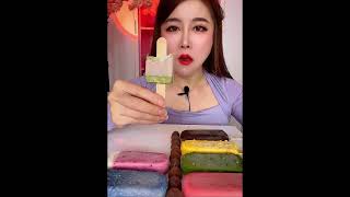 Asmr eating ice cream flavor milk and avocado Crispy delicious short video [upl. by Las]