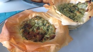 Ricetta delle mini tortine agli spinaci e feta Feta spinach and mint cheesecakes  recipe [upl. by Codie]