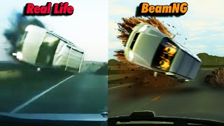 Real Life Crashes vs BeamNGDrive  SidebySide Comparison 4 [upl. by Fahey]