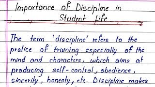 Importance of Discipline in Students Life  Essay Writing In English  EK Education [upl. by Edla]