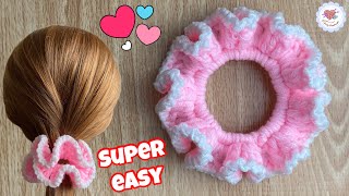 SUPER EASY ‼️ Cute and Sweet Crochet Scrunchies  Crochet Tutorial [upl. by Otxilac]