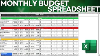 How to Make a Monthly Budget Excel Spreadsheet  Cashflow Income Fixed and Variable Expenses [upl. by Dera915]