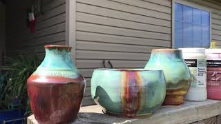 AMACO GLAZES  Beginner Pottery  Ancient Copper and Textured Turquoise [upl. by Pardner]