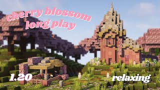 Relaxing Minecraft Longplay Building a Cute Cherry Blossom House No Commentary 120 [upl. by Marv]