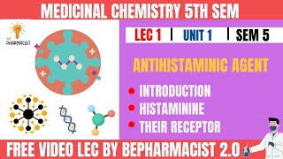 Antihistaminic agent  histamine  receptor  medicinal chemistry  unit 1  lec 1 [upl. by Aneeres621]