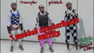 GTA 5 Online 3 modded FEMALE checkerboard outfits BY using the transfer glitch 146 [upl. by Cioban]