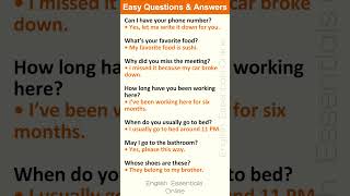 Easy Questions amp Answers  English Speaking Practice  Learn English [upl. by Hamid]