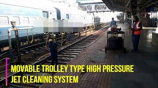 Railway Stations Track Cleaning with High Pressure Water Jet  Movable Type Platform Cleaning System [upl. by Roseann]