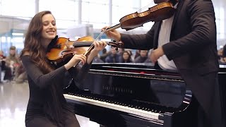 Pianist meets a violinist at the airport and they make beautiful music together [upl. by Elkcim]