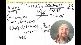 sposób2 zadanie dnia 20240314 odległość punktu od prostej geometria analityczna [upl. by Swainson]