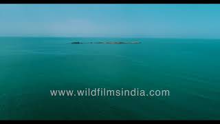 Talashil Beach in Maharashtra  Vast blue expanse of Arabian sea with island as seen aerially [upl. by Elsinore]