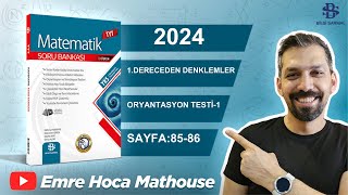 Bilgi Sarmal  Tyt Matematik  5Bölüm 1 DERECEDEN DENKLEMLER  Oryantasyon Testi1  Sayfa 8586 [upl. by Lrig]