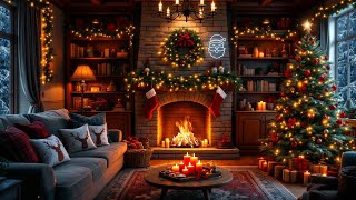 Cozy Christmas Ambience 🎄 Christmas Piano Instrumental Music with Crackling Fireplace to Relax [upl. by Acimahs]