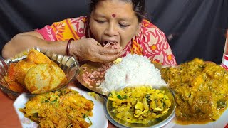 BIGBITESEATING RICE WITH PALAK CHICKENLOTE FISHDUCK EGG CURRYMASSIVEEATING। [upl. by Drabeck]