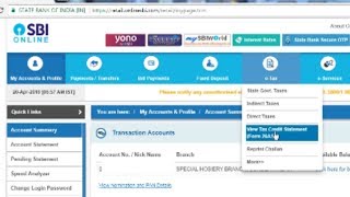 SBI की Intetnet Banking Site से Form 26AS कैसे Download करें । TDS Traces जानें हिंदी में [upl. by Carolee]