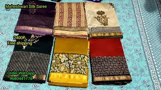 Maheshwari Silk sarees new collection॥ Hand Block Print Sarees॥ 15 May 2024 [upl. by Tabshey]