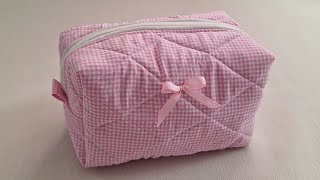 How to sew the pink trendy makeup bag in the simplest way [upl. by Mikol]