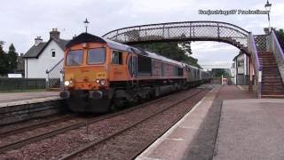 Caledonian Sleeper  66733 amp 73967 1M16 and 5M16 at Kingussie [upl. by Nadean175]