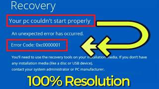 Error Code 0xc0000001 Solution Windows 10 💣 Your PC Couldn’t Start Properly [upl. by Ettenrahc]